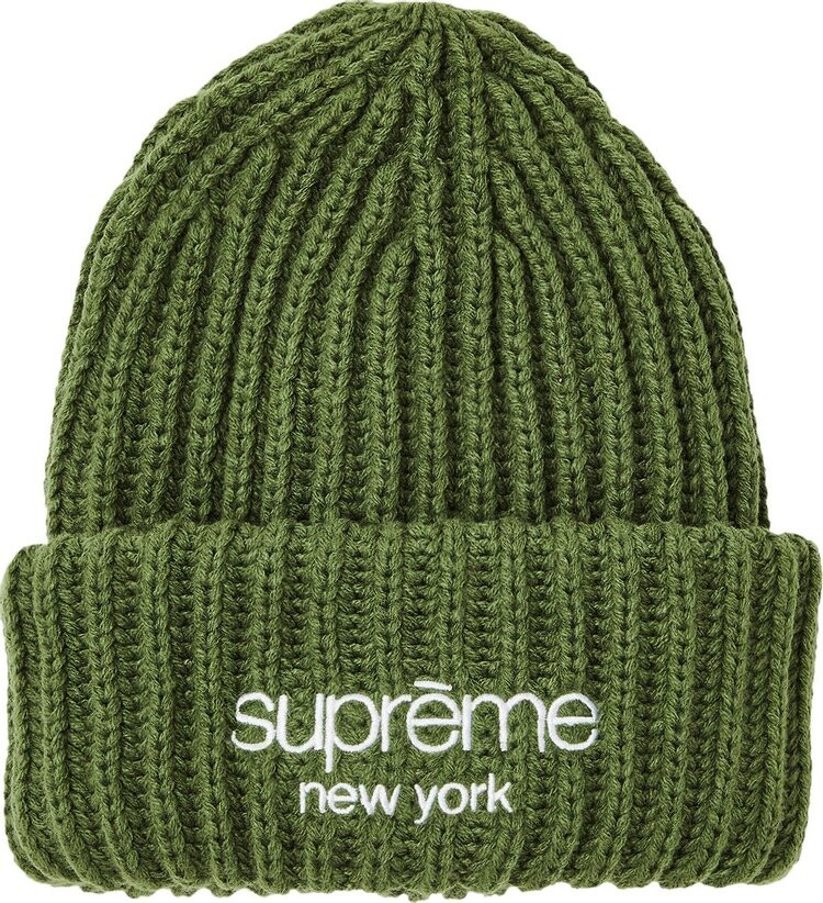 

Шапка Supreme Classic Logo Chunky Ribbed 'Olive', зеленый