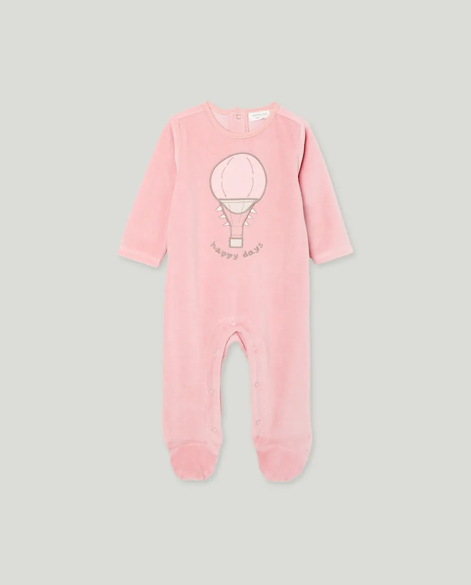 

Длинный детский комбинезон с фантазийным принтом Cotton Juice, розовый