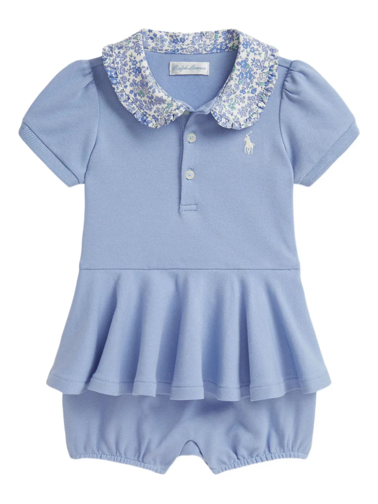 

POLO RALPH LAUREN KIDS комбинезон с оборчатым воротником, синий
