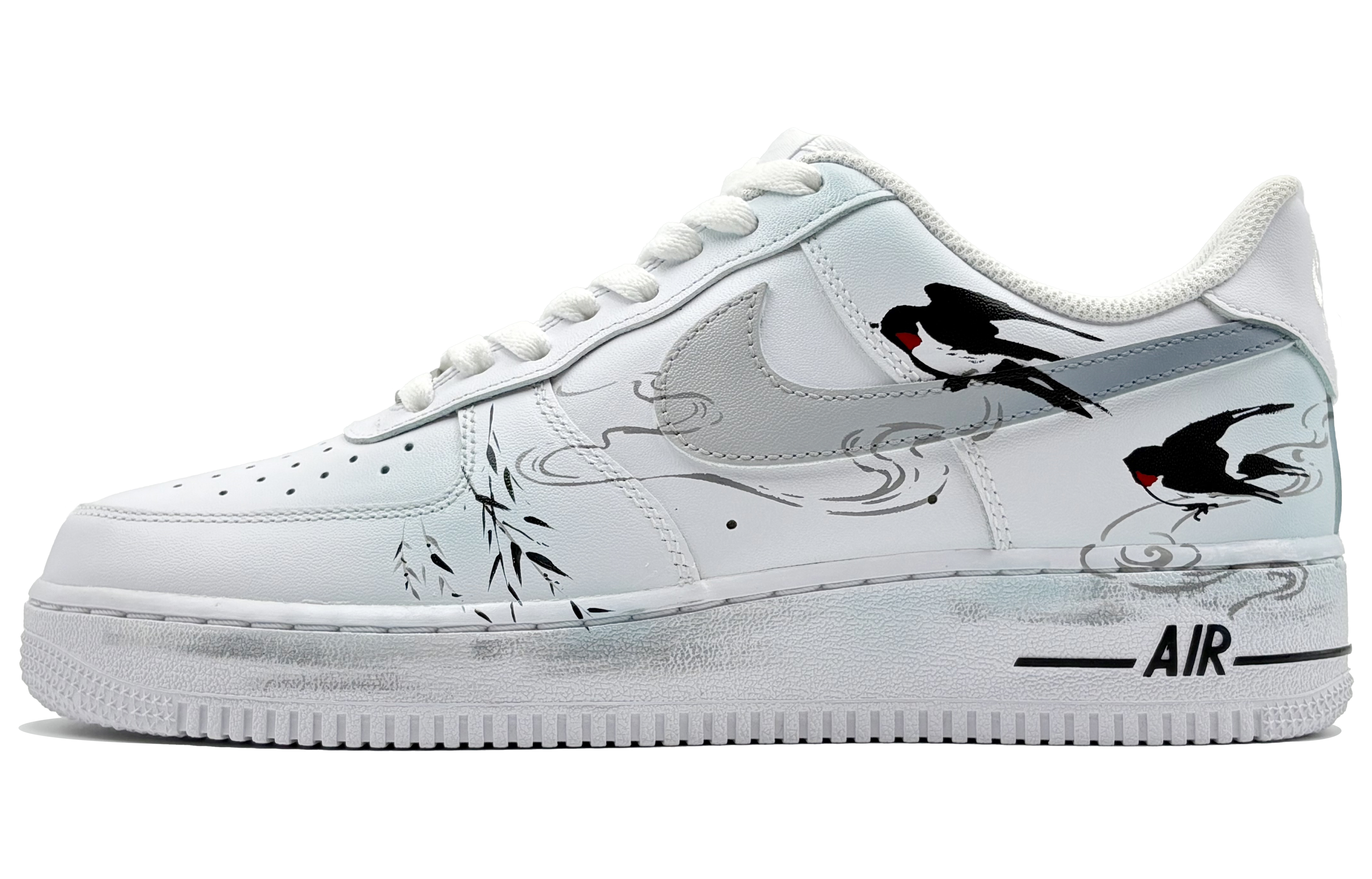 

Nike Кроссовки Air Force 1 He Suyu Space, Ink Swallow Shadow, износостойкие, низкие, для скейтбординга, мужские, белые, синие