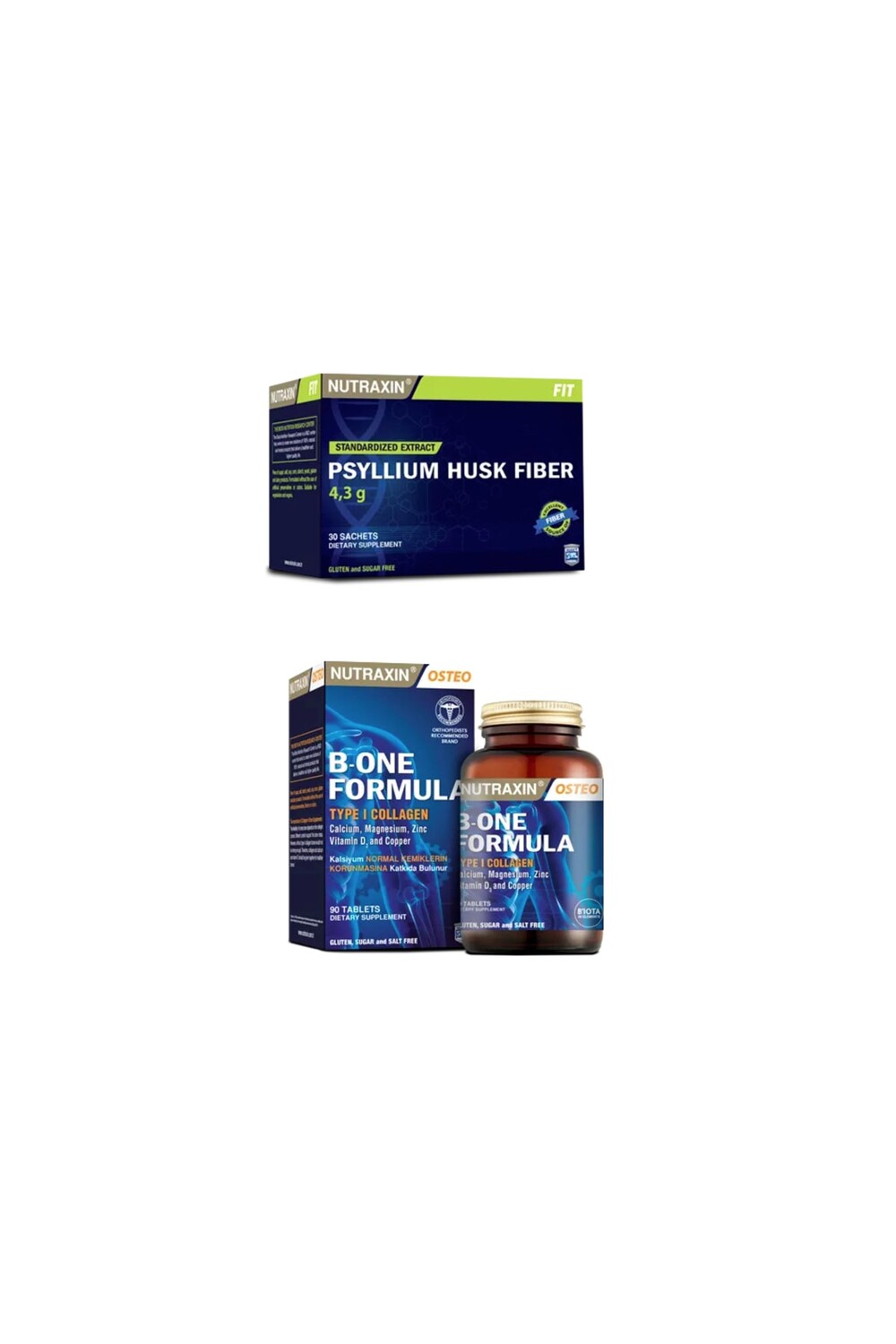 

Nutraxin Psyllium Husk Fiber 30 Sachet + B-one Formula 90 Tablet