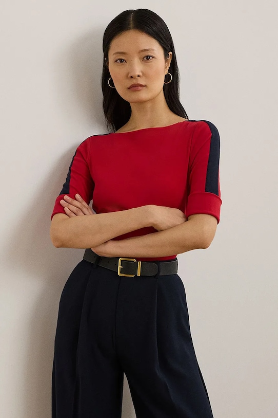 

Хлопковая футболка Lauren Ralph Lauren, красный