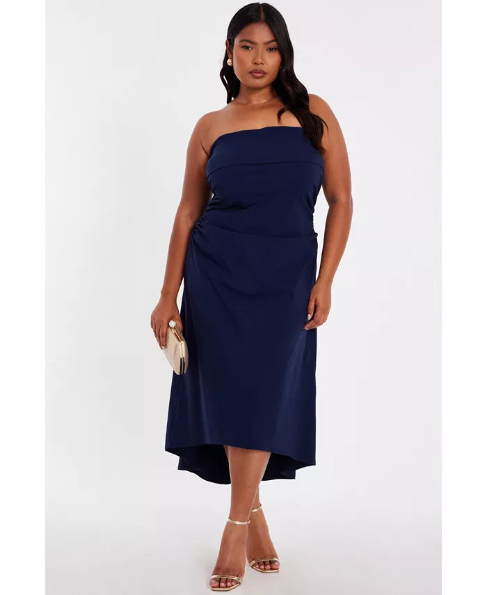 

Женское платье-бандо больших размеров с ажурным подолом QUIZ, синий