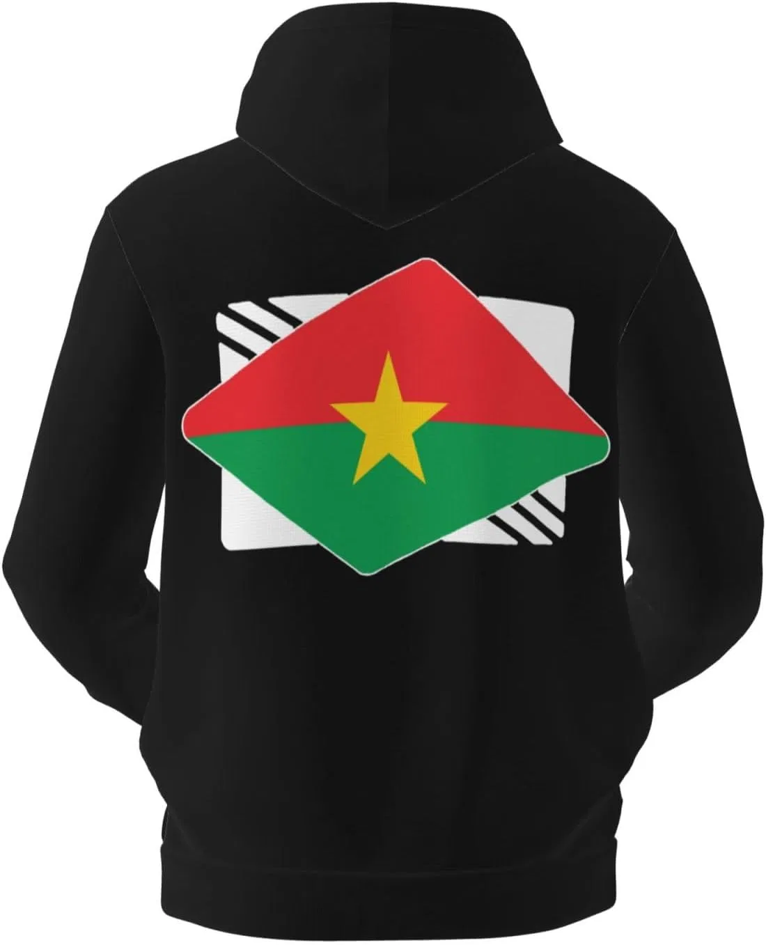 Мужская флисовая толстовка с капюшоном и карманом Burkina Faso Logo Flag Generic, черный — фото 3