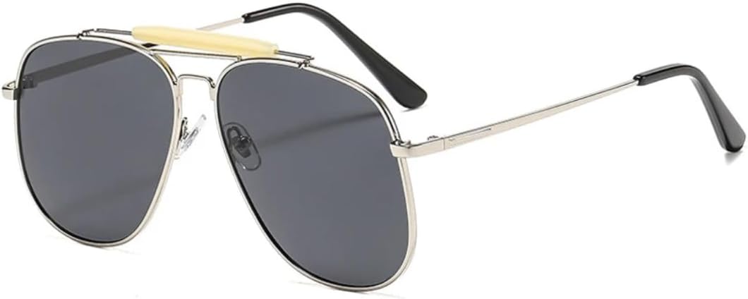 

Ретро металлические солнцезащитные очки с двойной перемычкой для женщин, роскошные, в большой оправе, панк, мужские, для активного отдыха, путешествий, вождения, защита от УФ-излучения UV400 TKKTLLT, Silver Gray