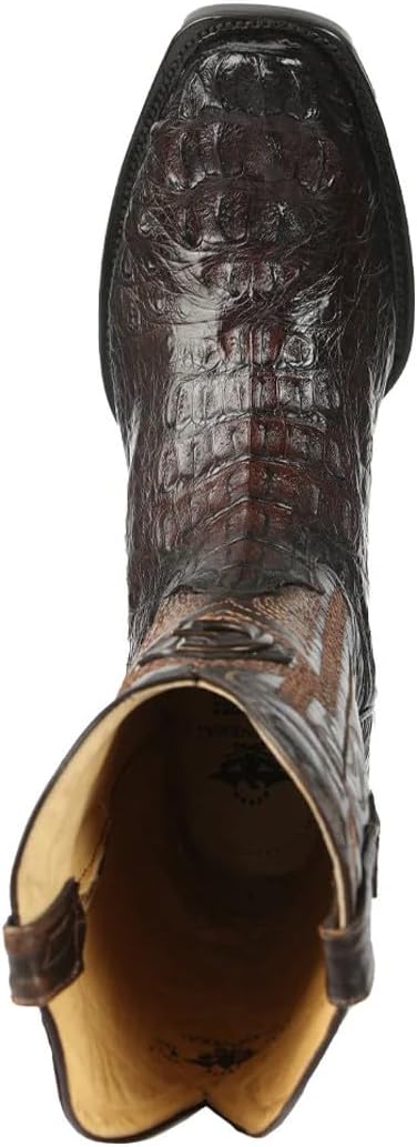 Мужские экзотические ковбойские сапоги Men’s Exotic Caiman Nuca коричневого цвета из премиальной кожи каймана с уникальной текстурой Nuca Generic — фото 4