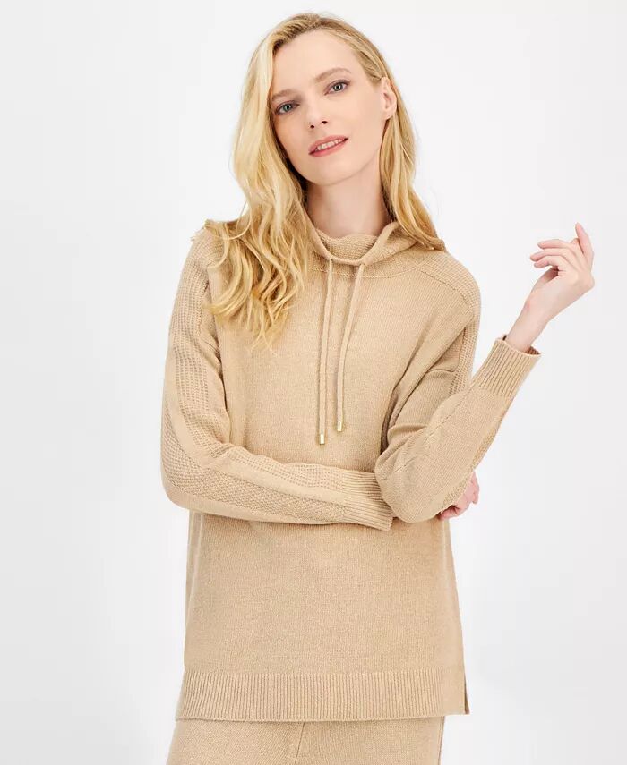 

Женский трикотажный топ с воротником-стойкой Anne Klein, коричневый/бежевый