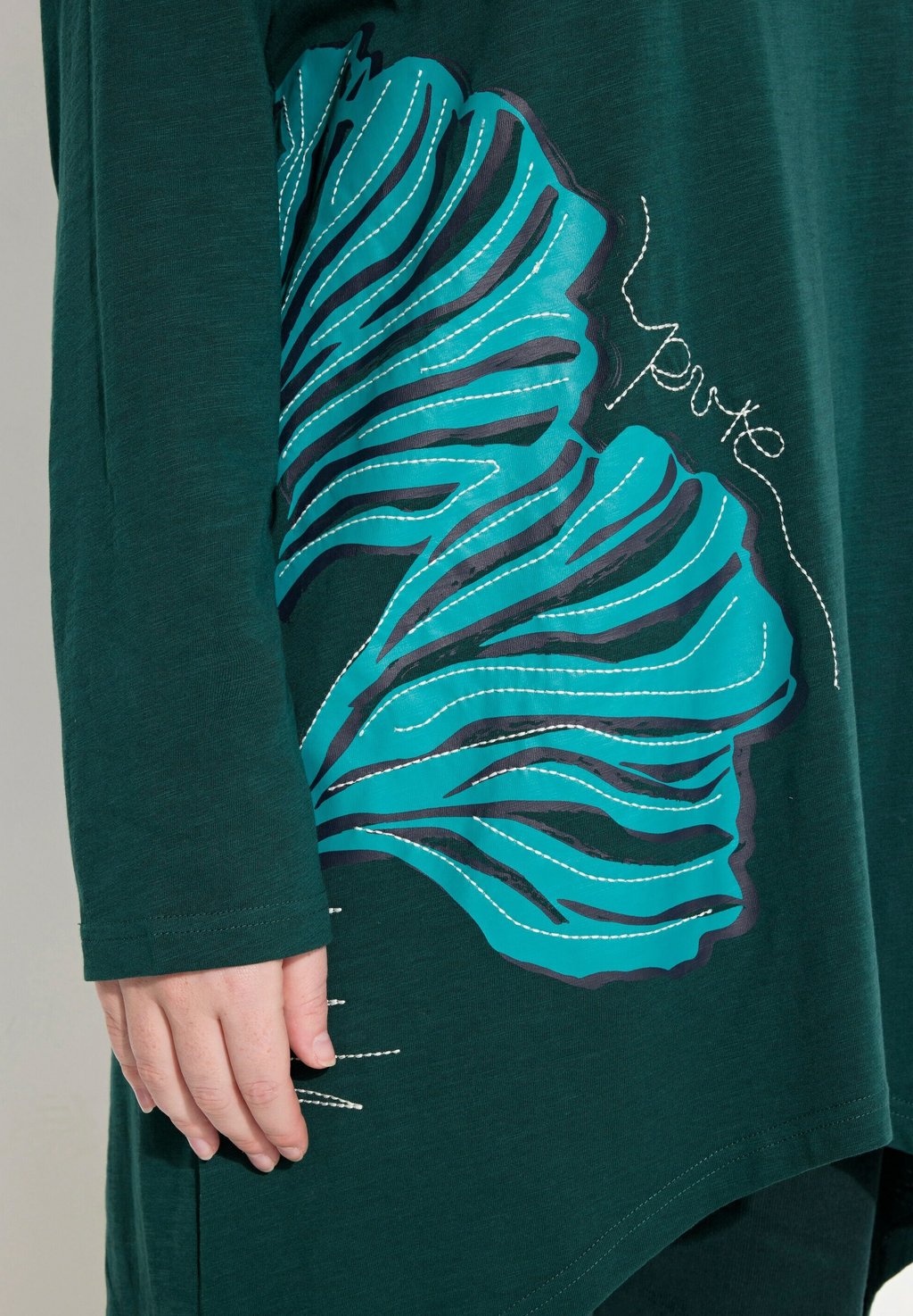 

Топ с длинными рукавами LEAF MOTIF Ulla Popken, зеленый
