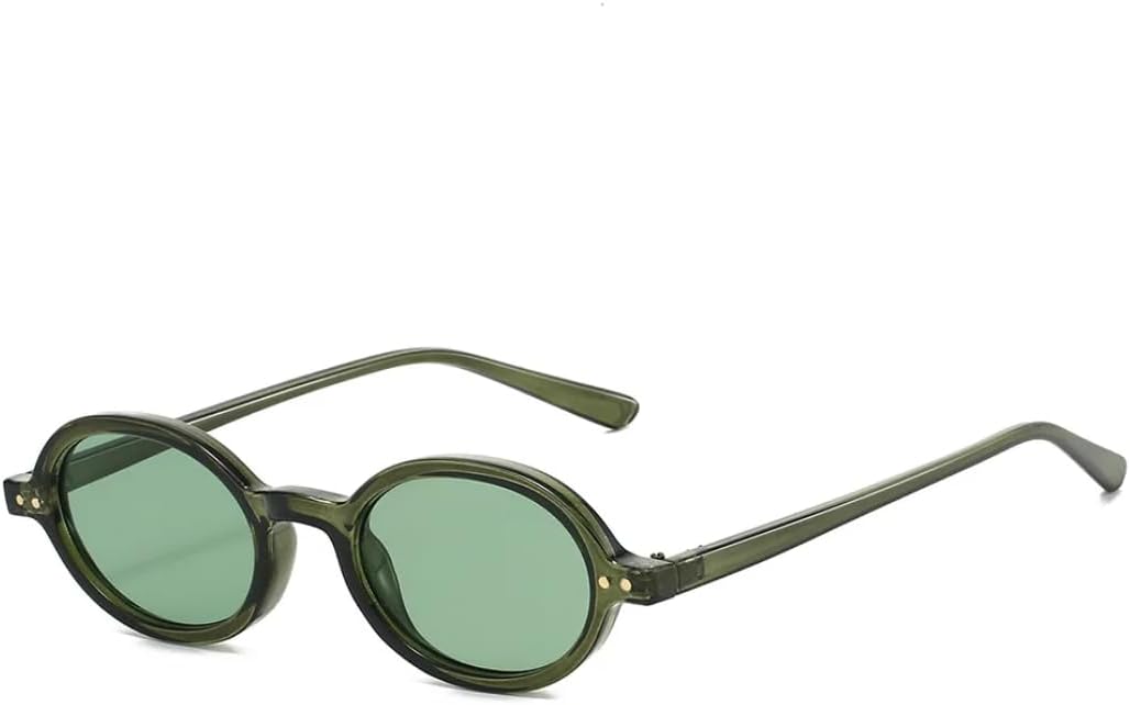 

Модные маленькие овальные солнцезащитные очки для женщин в винтажном стиле с заклепками, панк-стиль, оранжевые, чайные оттенки, защита от УФ-излучения UV400, солнцезащитные очки для мужчин UUPTTPL, Green Green