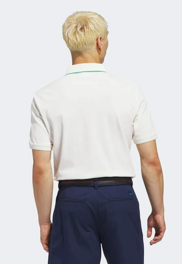 Поло Adidas Golf Originals, цвет мелово-белый с зелёным кортом — фото 2