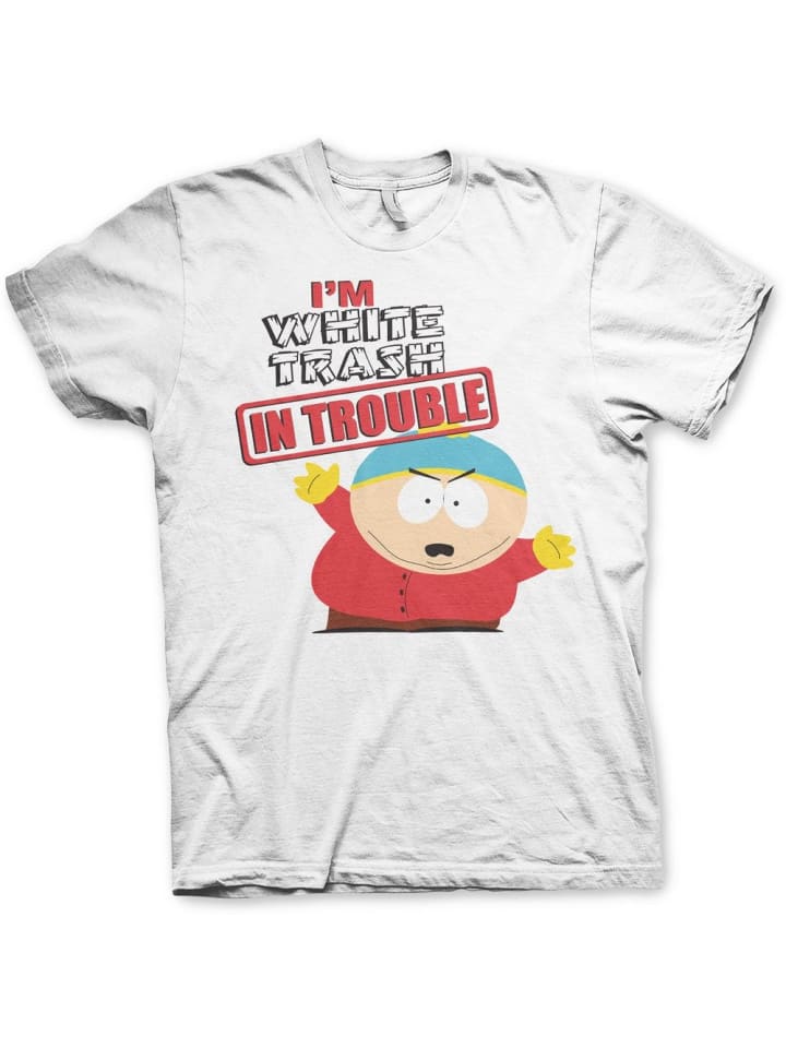 

South Park Футболка "I'm White Trash In Trouble Big Tall T-Shirt" белого цвета, Белый, South Park Футболка "I'm White Trash In Trouble Big Tall T-Shirt" белого цвета