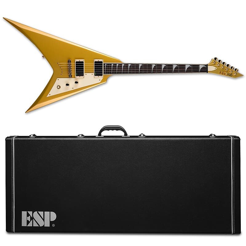 

Электрогитара ESP LTD Kirk Hammett KH-V Electric Guitar Metallic Gold + Hard Case - Brand New