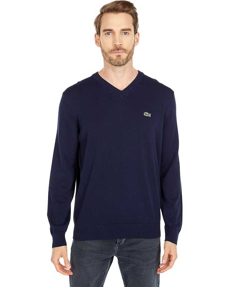 

Свитер Lacoste Long Sleeve Solid V-Neck Sweater, цвет Navy Blue