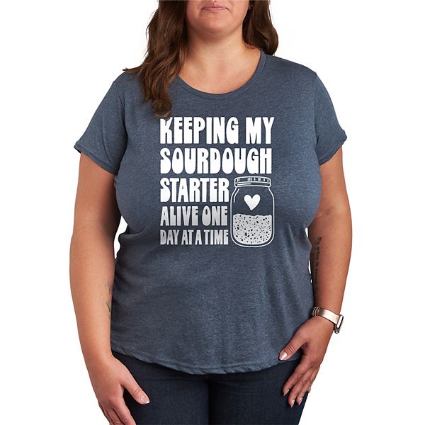 

Футболка с принтом "Keeping my sourdough starter alive one day at a time" Plus size Licensed Character, Heather Blue, Синий, Футболка с принтом "Keeping my sourdough starter alive one day at a time" Plus size Licensed Character, Heather Blue