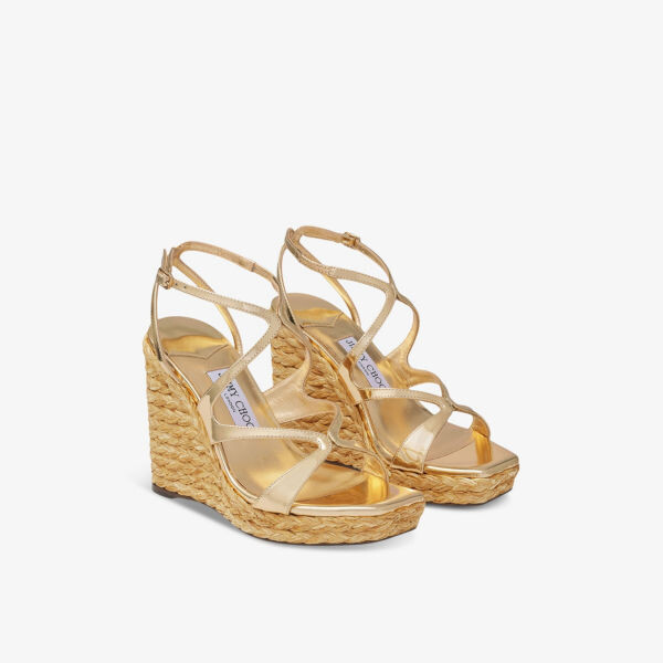 Босоножки из кожи на каблуке с контрастной подошвой Ayla 110 Jimmy Choo, золотой — фото 3