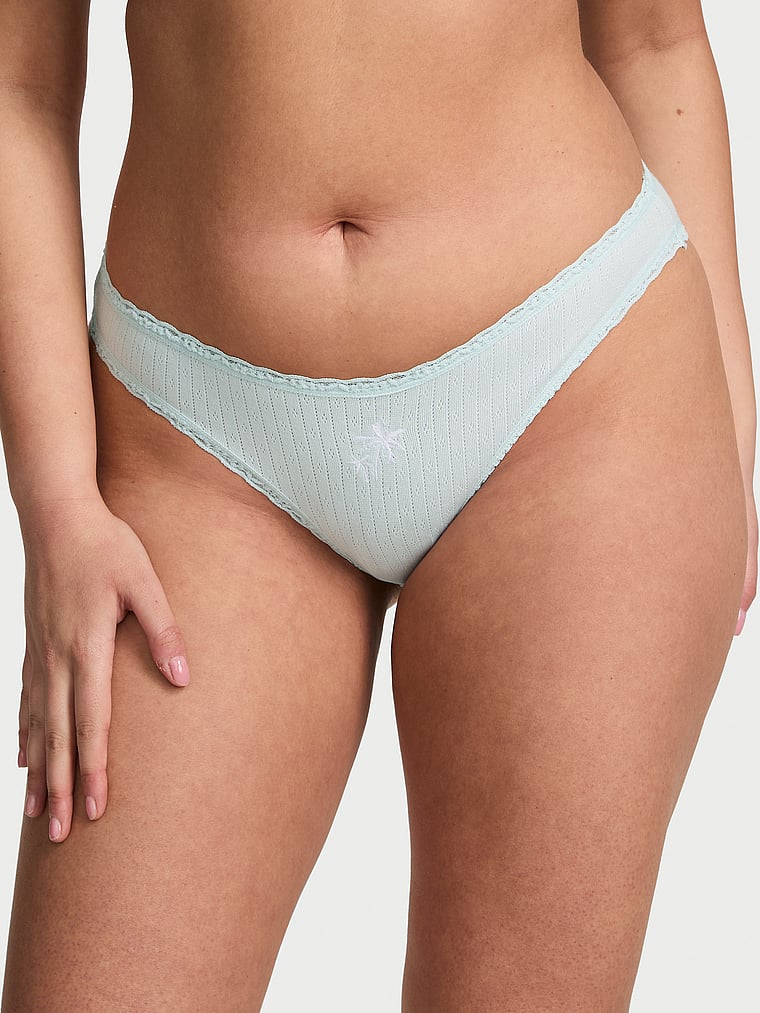 

Бикини из хлопка с ажурной талией Lace Trim, pointelle tradewinds blue