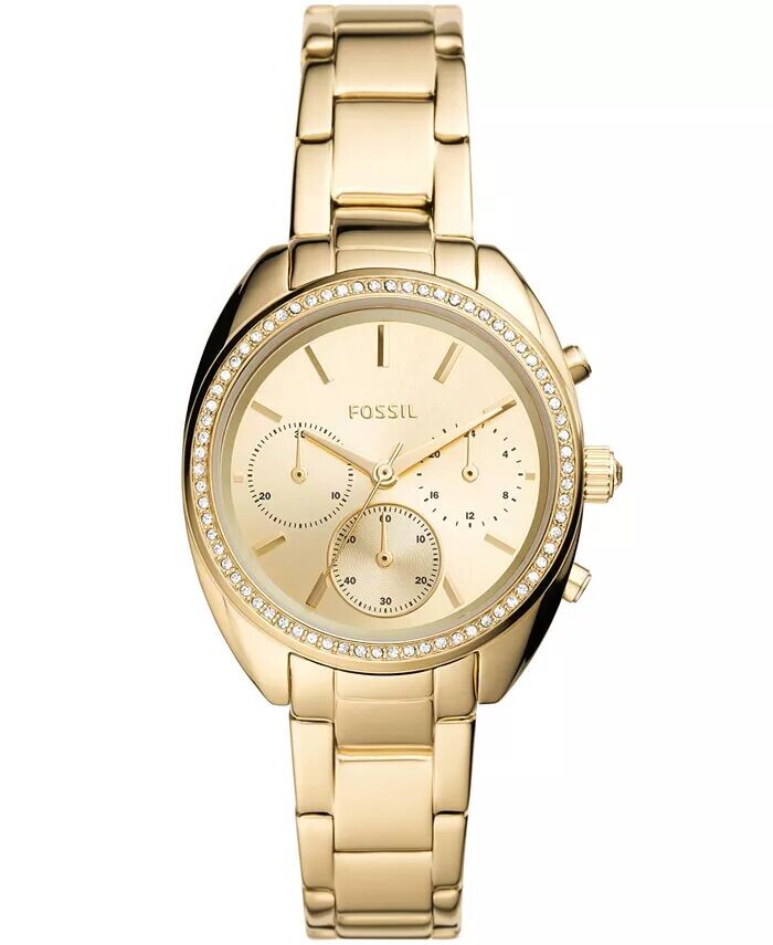 

Женские часы Vale Chronograph, золотистые часы из нержавеющей стали, 34 мм Fossil