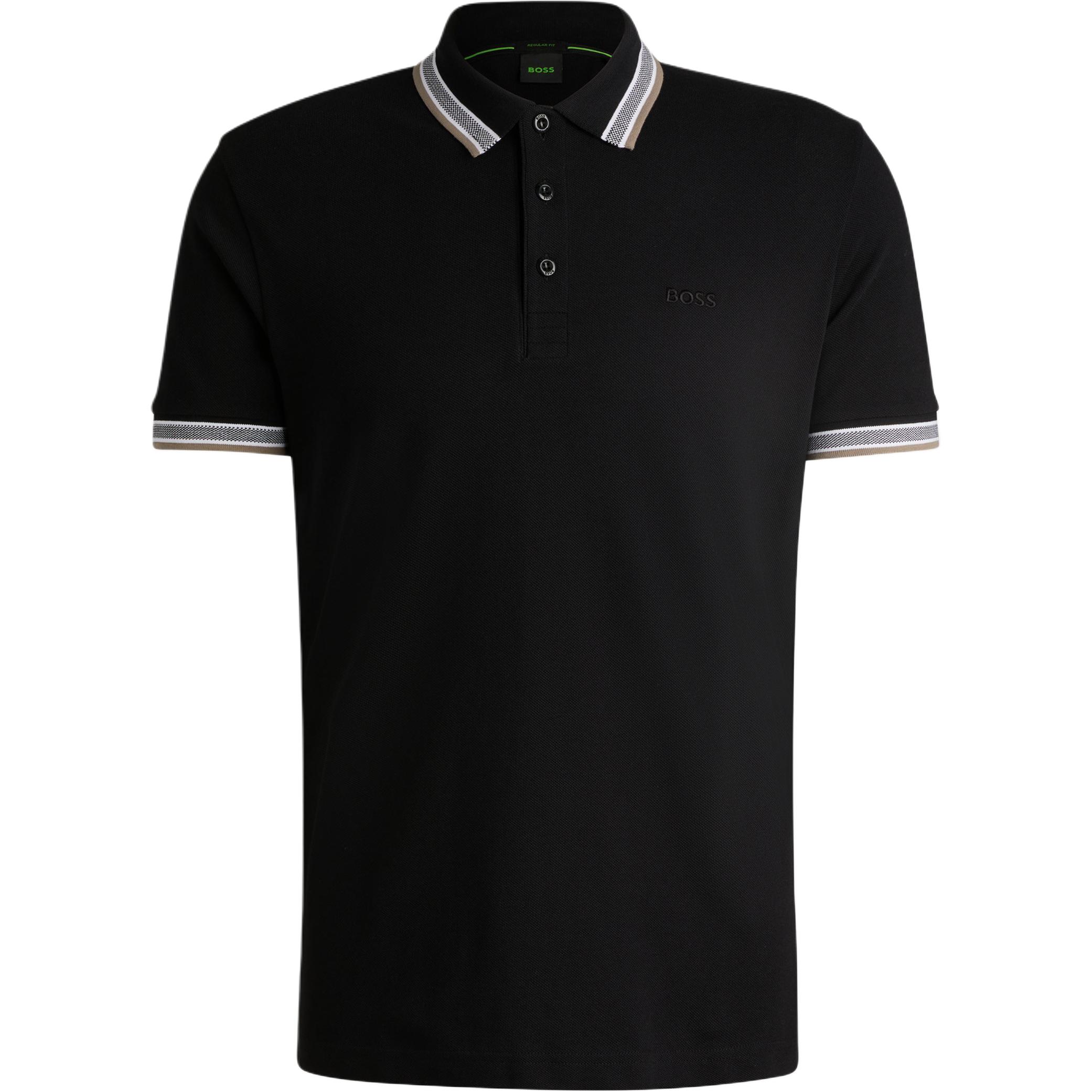 

HUGO BOSS Футболка поло мужская черная FW24, Черный, HUGO BOSS Футболка поло мужская черная FW24