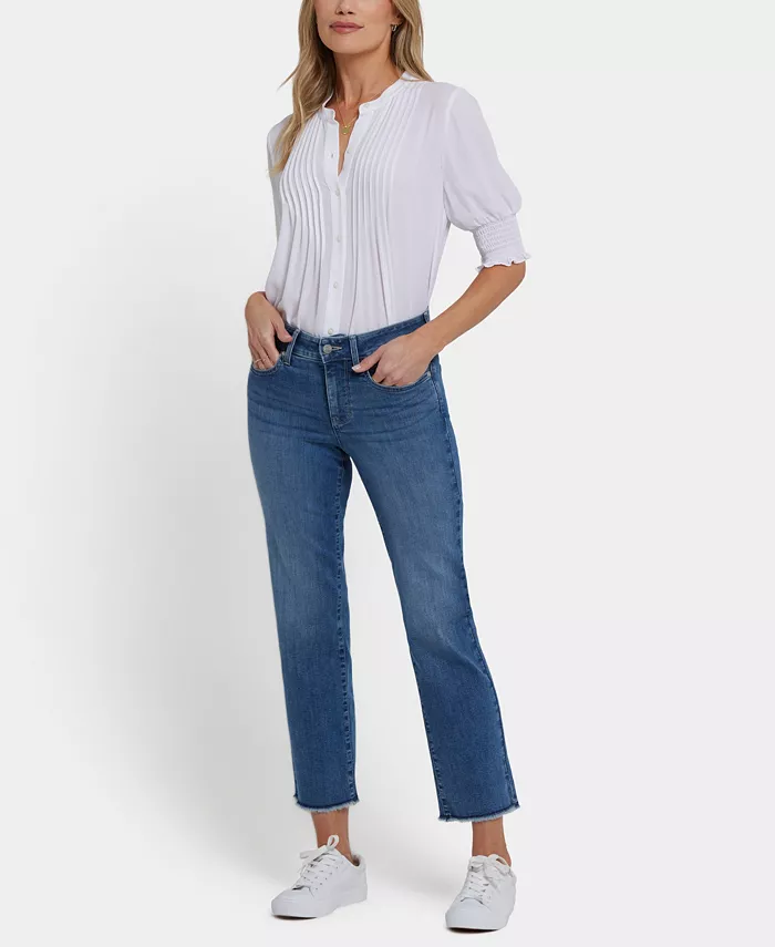 

Женские джинсы Marilyn Straight Ankle с бахромой по низу NYDJ, синий