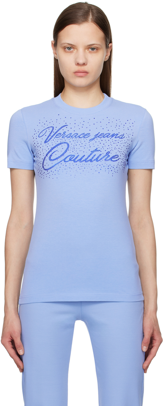 

Синяя футболка с кристаллами Versace Jeans Couture