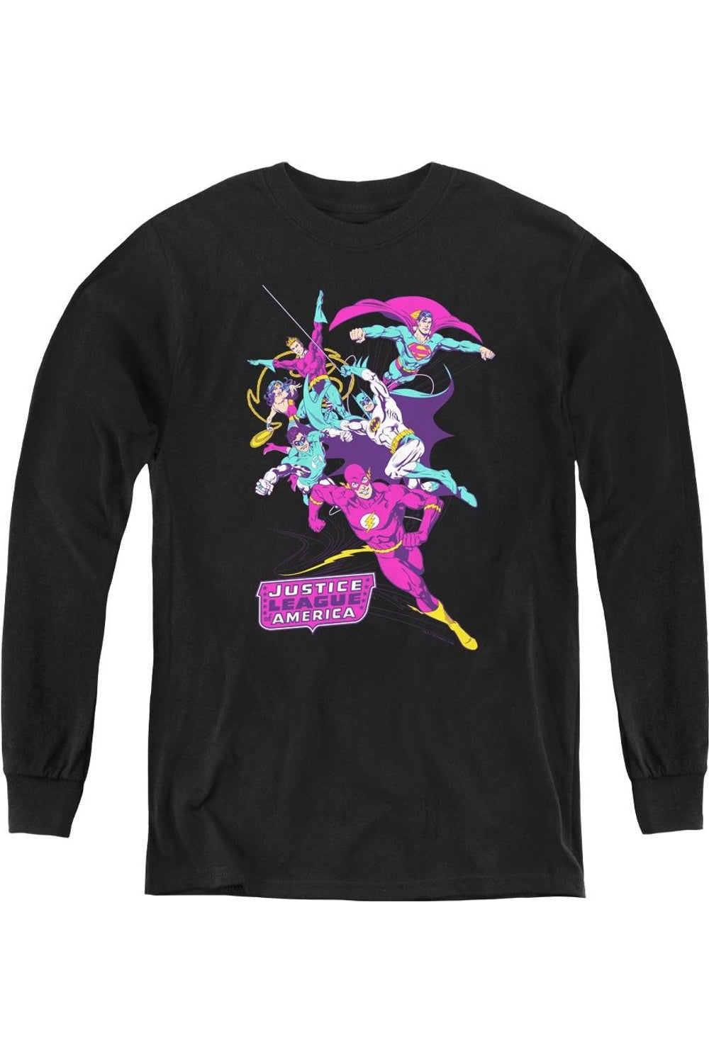 

Яркая футболка с длинным рукавом Justice League of America для молодежи Gildan, черный