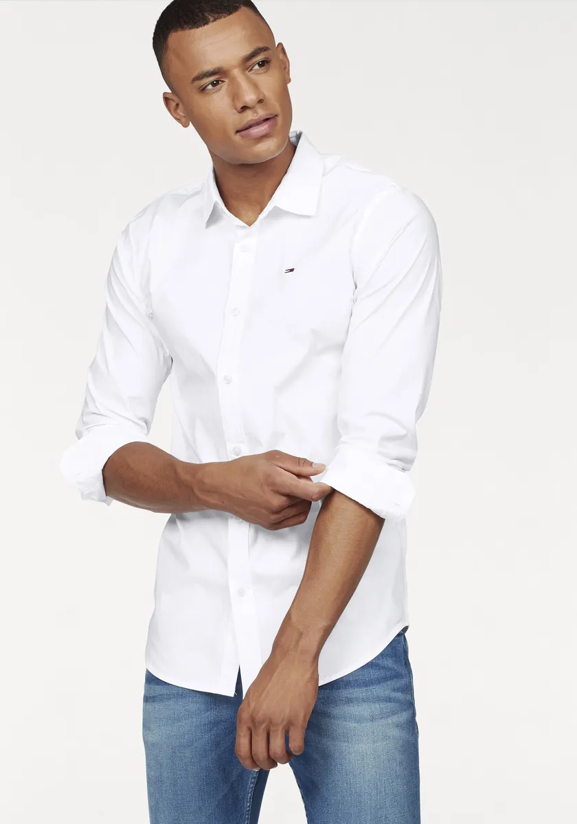 

Рубашка с длинными рукавами Tommy Jeans "Sabim Stretch Shirt Shirt", рубашка стрейч, премиум-класса, приталенного кроя, с эластаном, кремовый