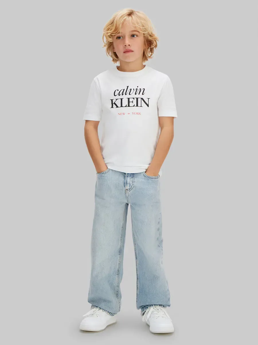 Детская футболка с большим логотипом Calvin Klein, белый — фото 3