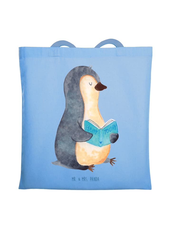 

Mr. & Mrs. Panda Сумка-шоппер с изображением книги Penguin без подписи, небесно-голубого цвета