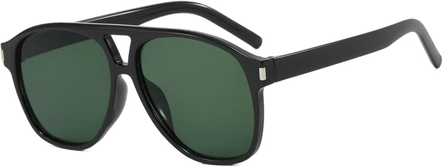 

Популярные модные солнцезащитные очки-пилот в стиле 70-х годов для женщин и мужчин. Модные солнцезащитные очки большого размера с двойной перемычкой mincl, Black Green