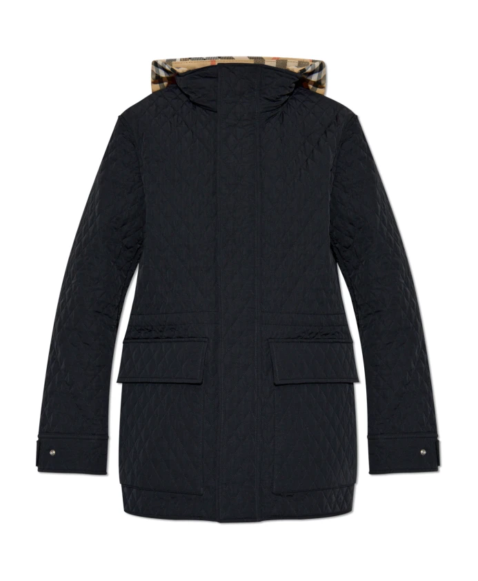 

Стеганая куртка с капюшоном Burberry, черный