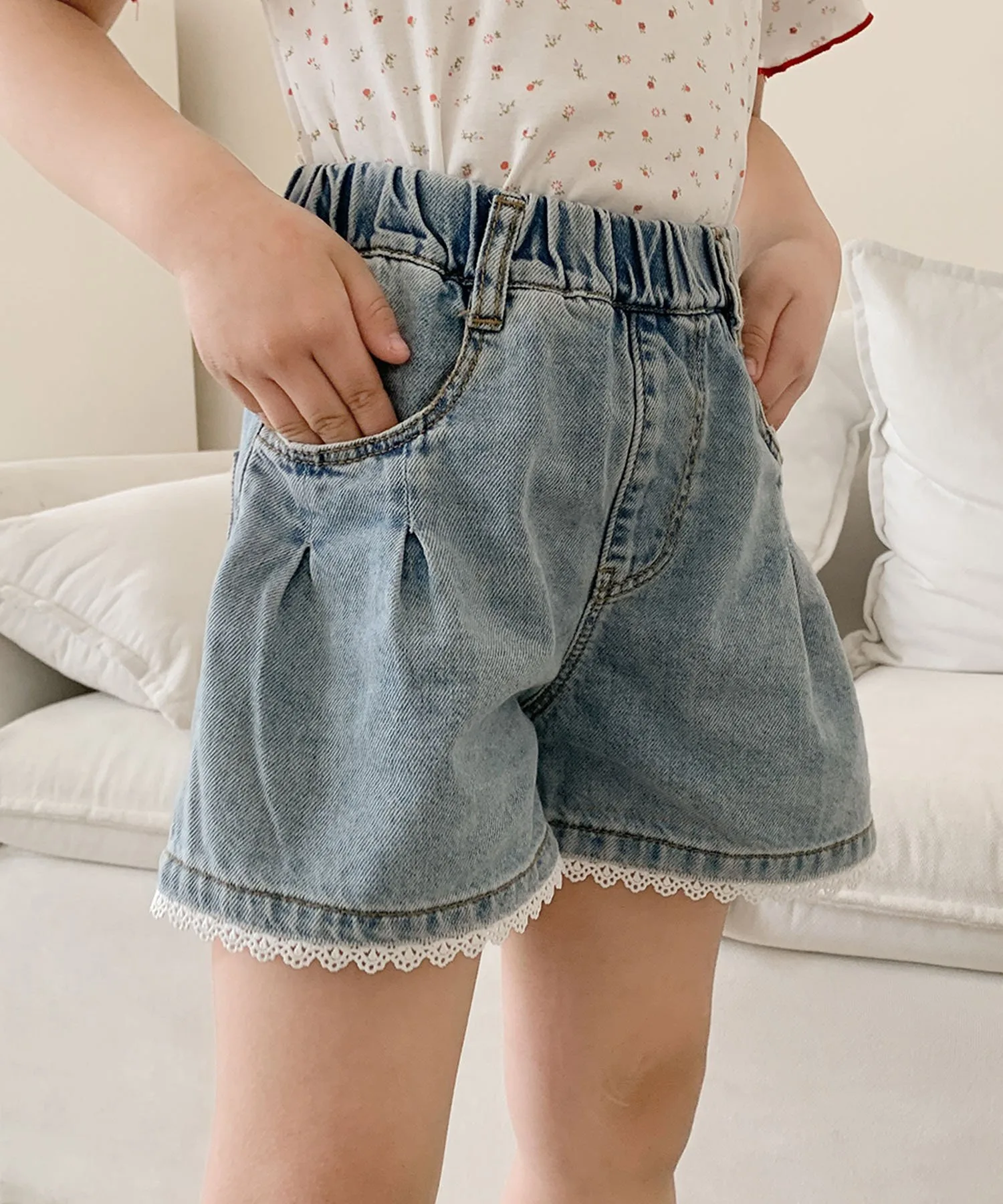 Детские джинсовые шорты-клеш Aimoha Kids, blue — фото 3