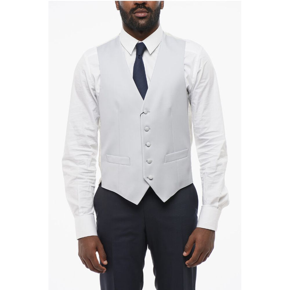 

Шелковый жилет на 5 пуговицах с прорезными карманами Corneliani, Light Blue