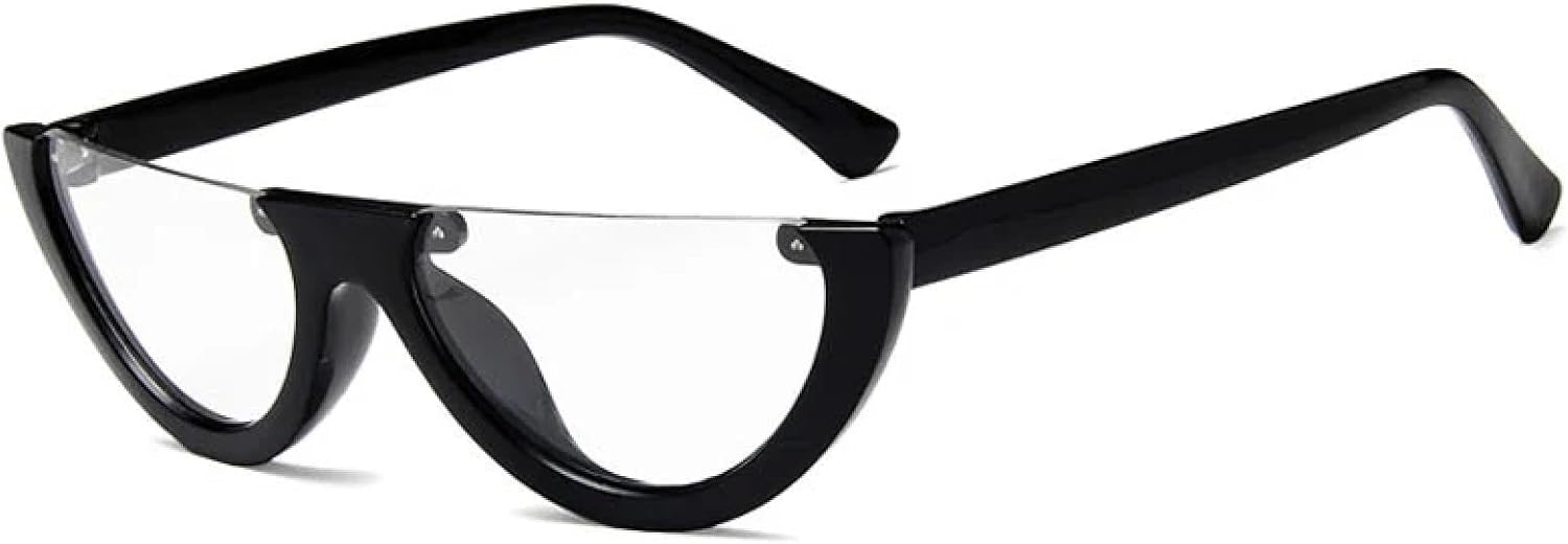 

Модные солнцезащитные очки для женщин, винтажные, «кошачий глаз», панк, мужские солнцезащитные очки, ретро, ​​для уличной фотографии, вечеринок, очки с защитой от УФ-излучения UV400 TKKTLLT, Black Clear