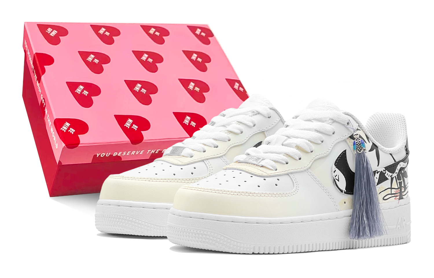 

Nike Кроссовки Air Force 1 для скейтбординга, износостойкие, низкие, мужские, белые, черные