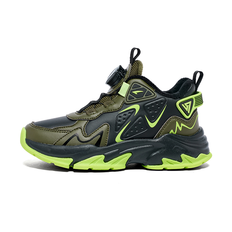 

Кроссовки для бега для детей среднего с противоскользящей амортизацией, износостойкие и водостойкие. 7-PE, черный/зеленый