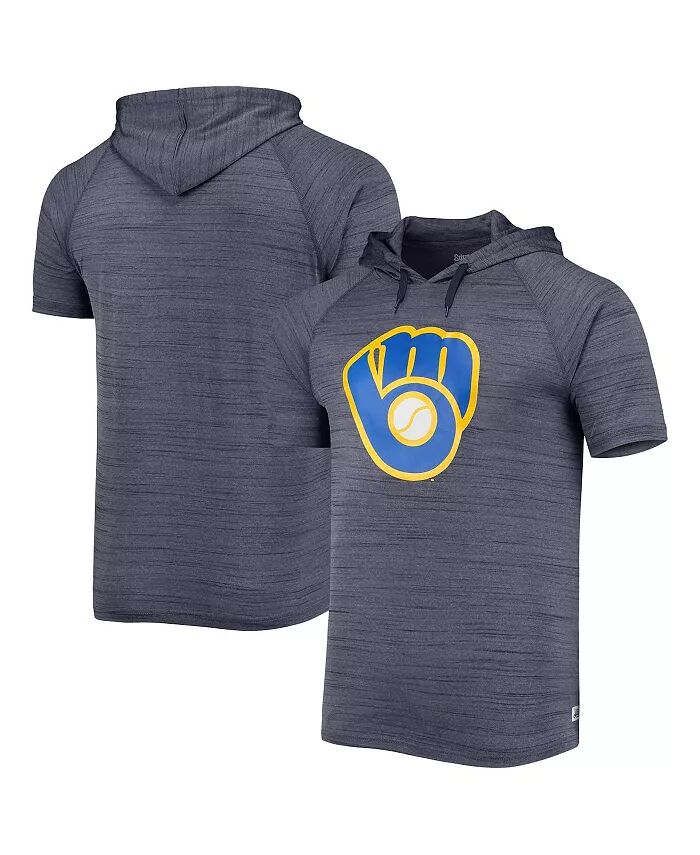 

Мужская темно-синяя футболка Milwaukee Brewers с капюшоном Raglan Stitches