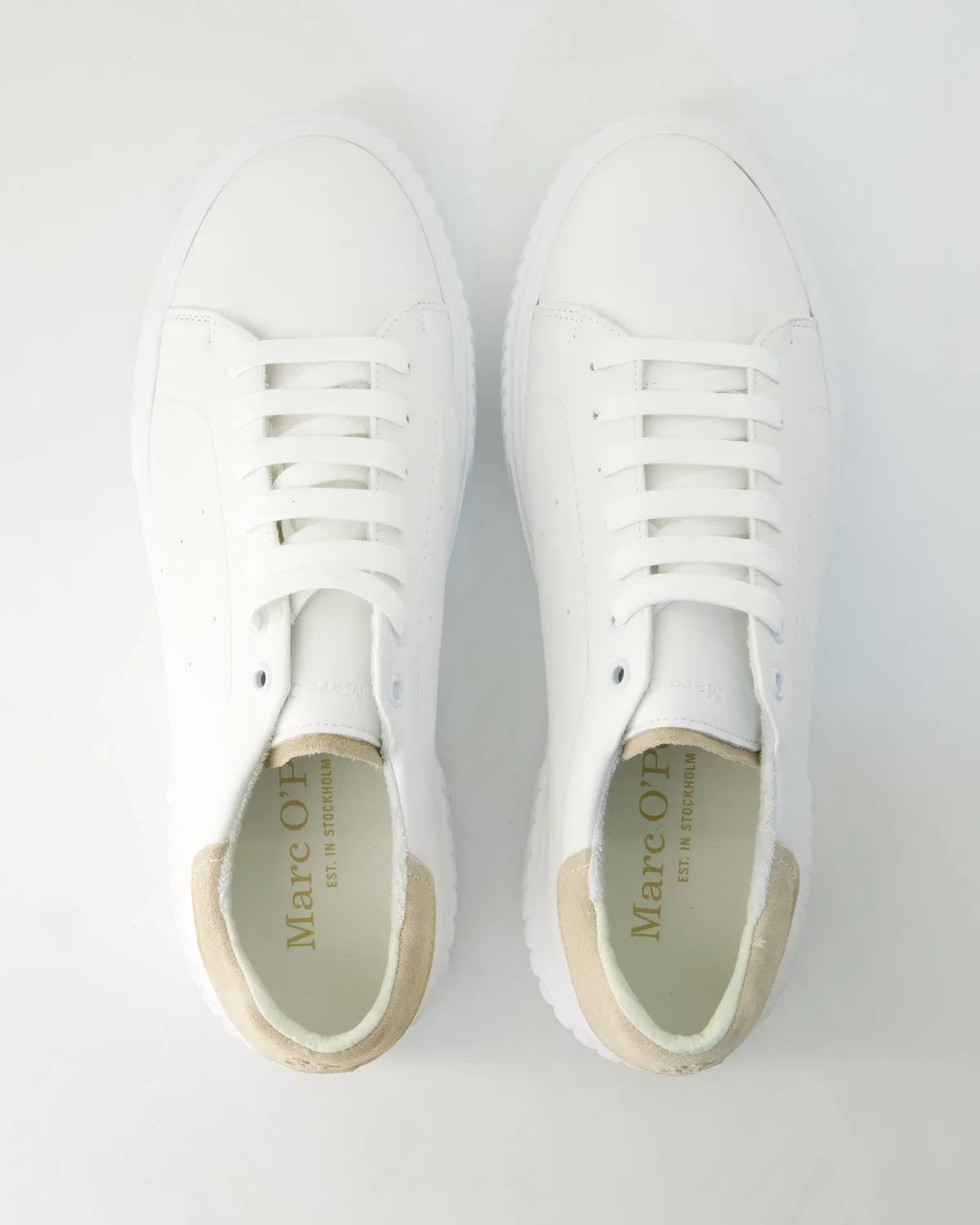 Кроссовки низкие из гладкой кожи, Marc O'Polo Shoes, белый — фото 4
