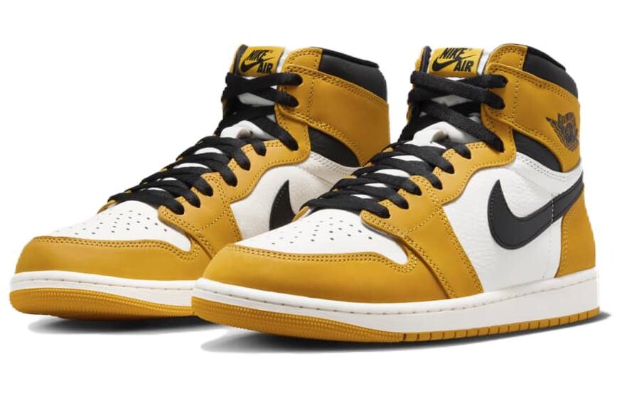 Кроссовки Jordan Air Jordan 1 Vintage Basketball, черный/белый/темно-желтый — фото 3