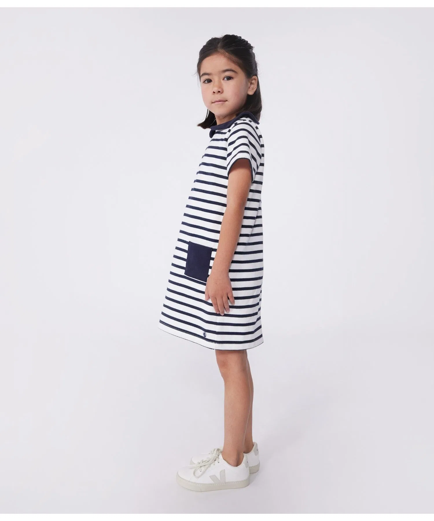 Детское платье в полоску PETIT BATEAU бело-синее