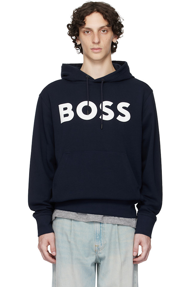 

Худи оверсайз с крупным логотипом Boss, синий