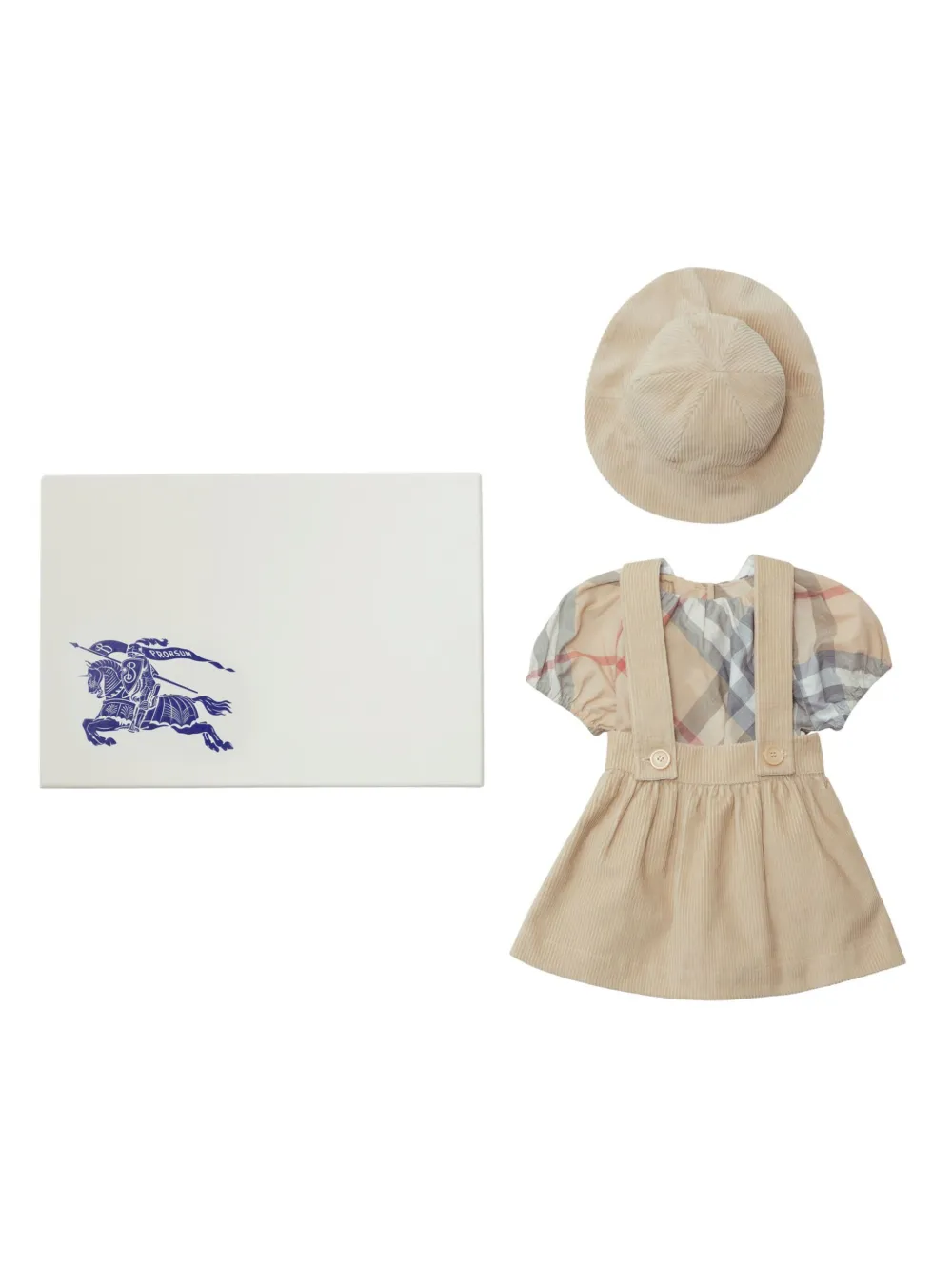 

Клетчатый костюм-тройка из органического хлопка BURBERRY KIDS, нейтральный