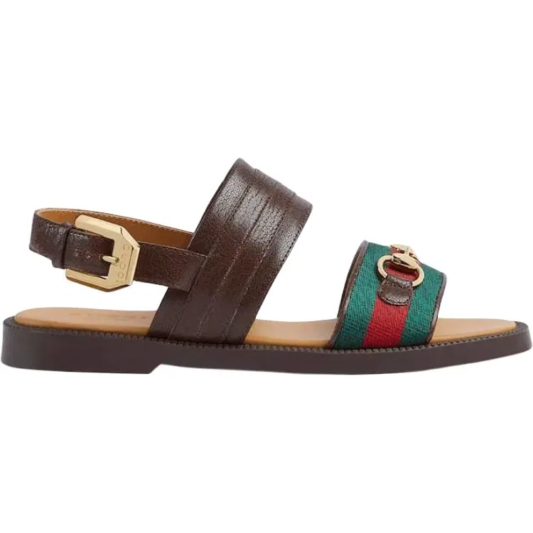Сандалии GUCCI Horsebit Leather Low Top Brown Kids' — фото 3