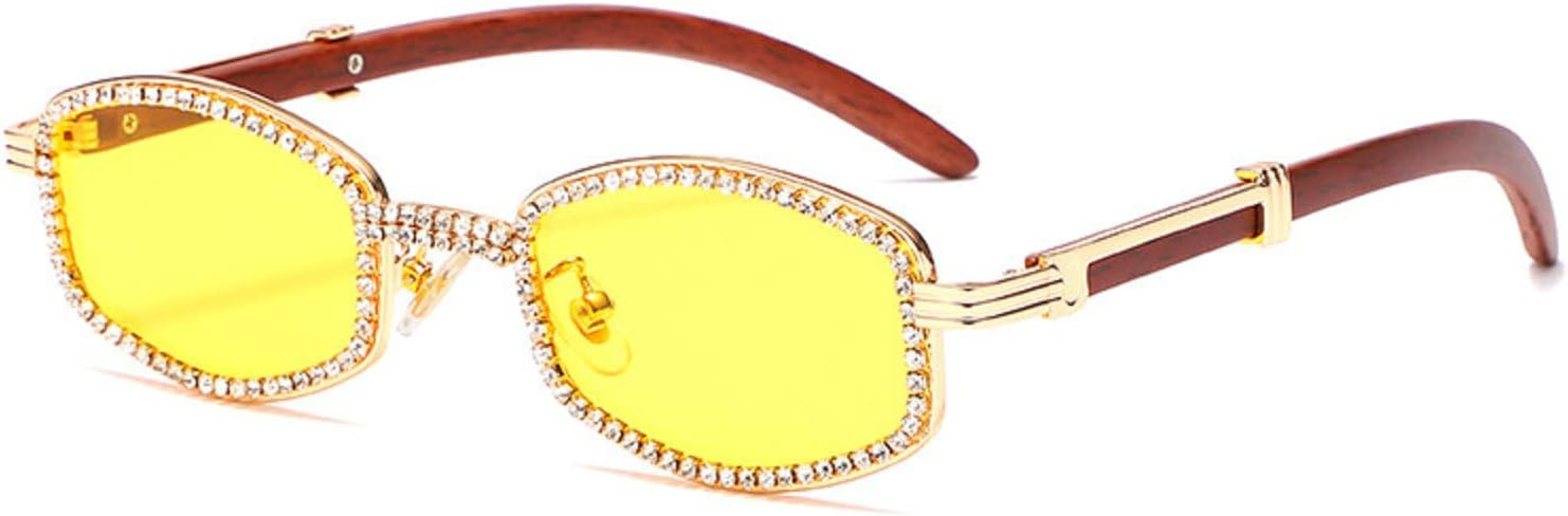 

Квадратные солнцезащитные очки Diamond для мужчин и женщин, роскошные дизайнерские, в деревянной оправе, со стразами, в стиле панк, с защитой от УФ-излучения UV400 mincl, Yellow