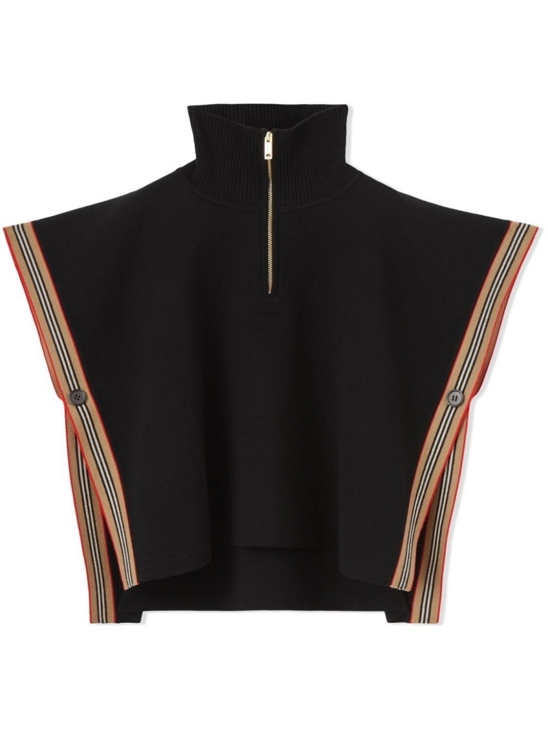 

Трикотажный кейп с отделкой Burberry Kids Icon Stripe, черный