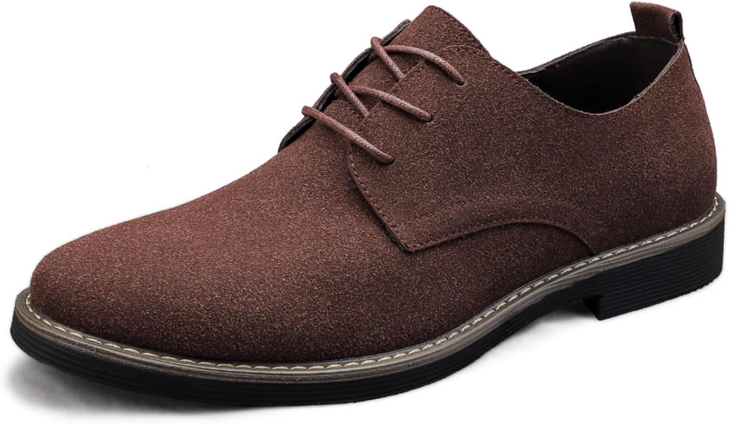 

Мужские премиальные замшевые оксфорды - шнуровка, низкий верх, британский деловой стиль, формальные на все случаи Khwfjas, коричневый