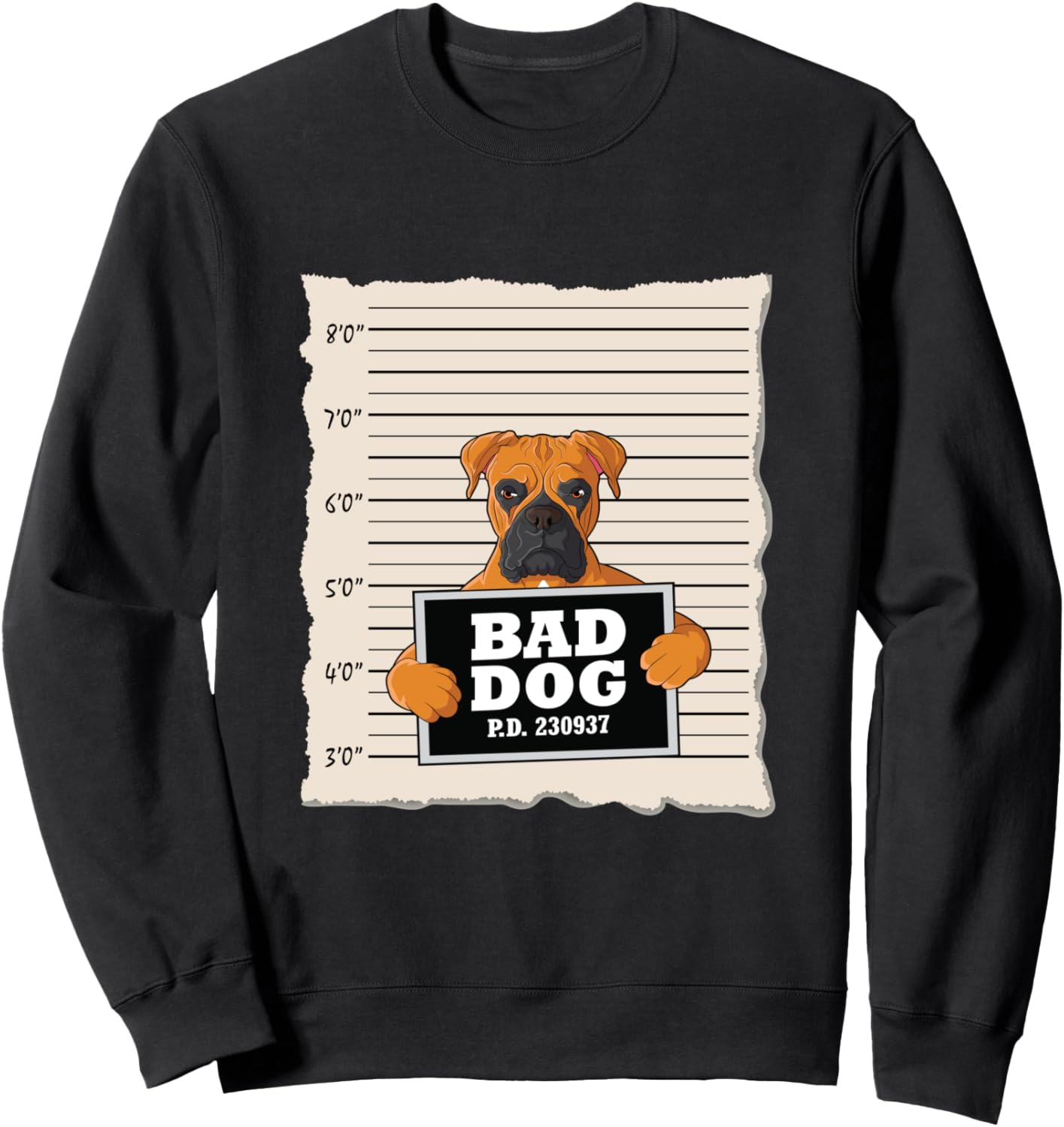 

Толстовка с изображением боксера и надписью «Виновная собака» Bad Dog Mug Shot Boxer, черный