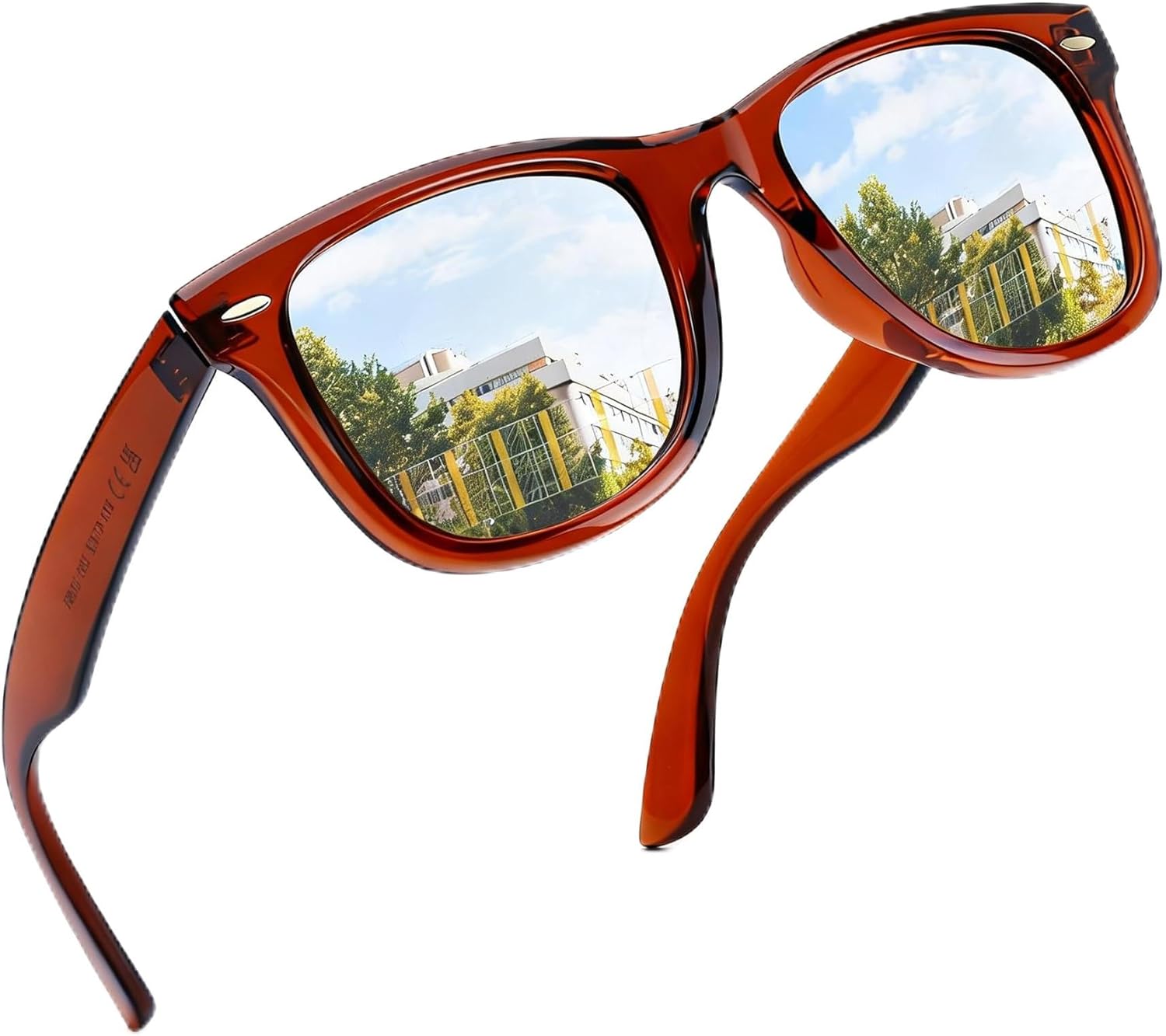 

Женские поляризованные солнцезащитные очки FancyPink с защитой UV400, зеркальные, для пляжа, дизайнерские модные солнцезащитные очки, средний размер, A07-brown Frame Sliver Lenses