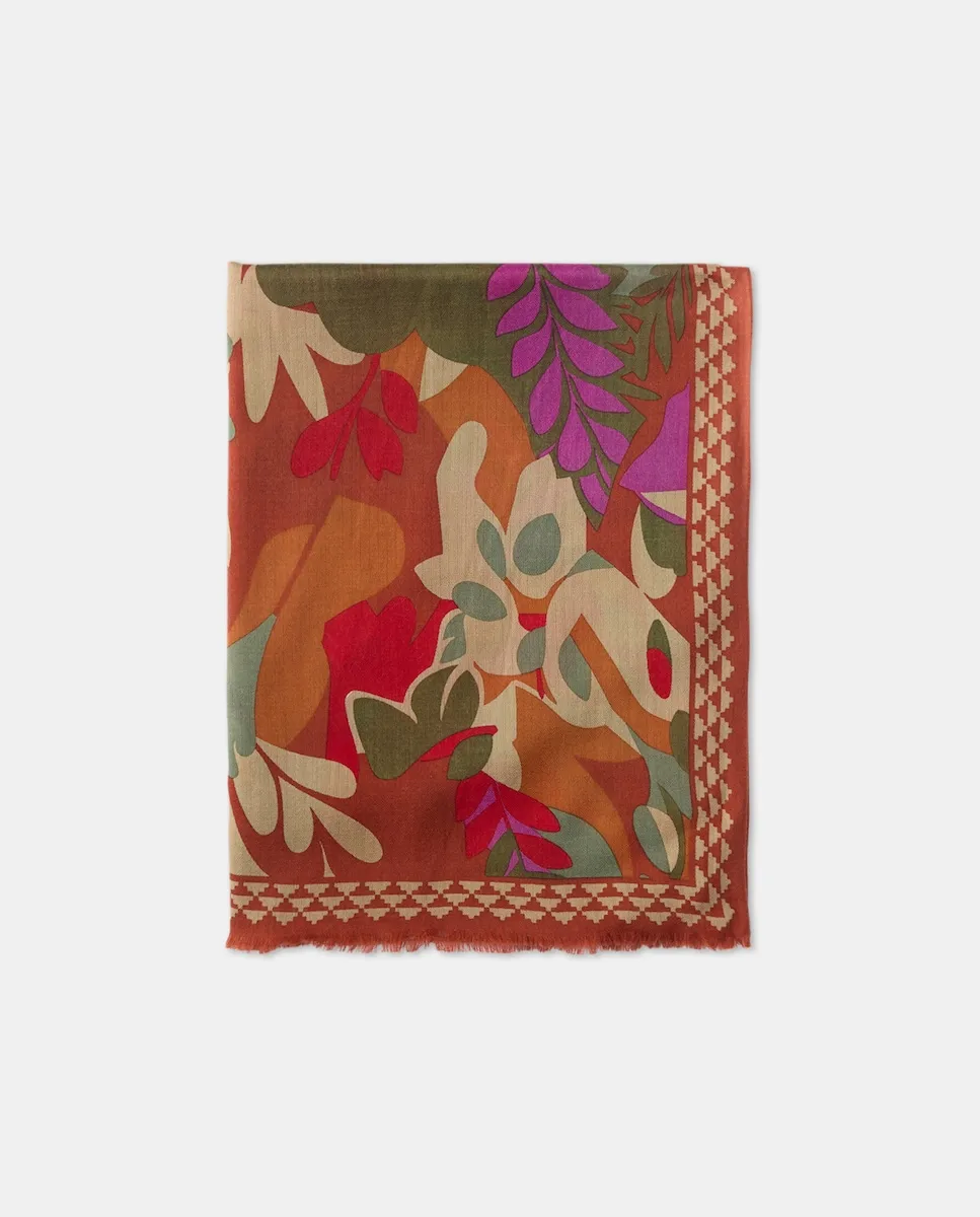 

Шарф из шерсти и шелка Colores Otoño, оранжевый