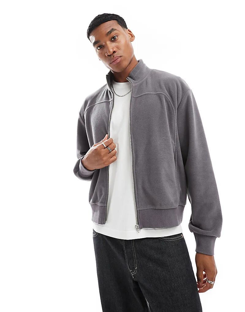 

Свободная флисовая спортивная толстовка серого цвета ASOS DESIGN