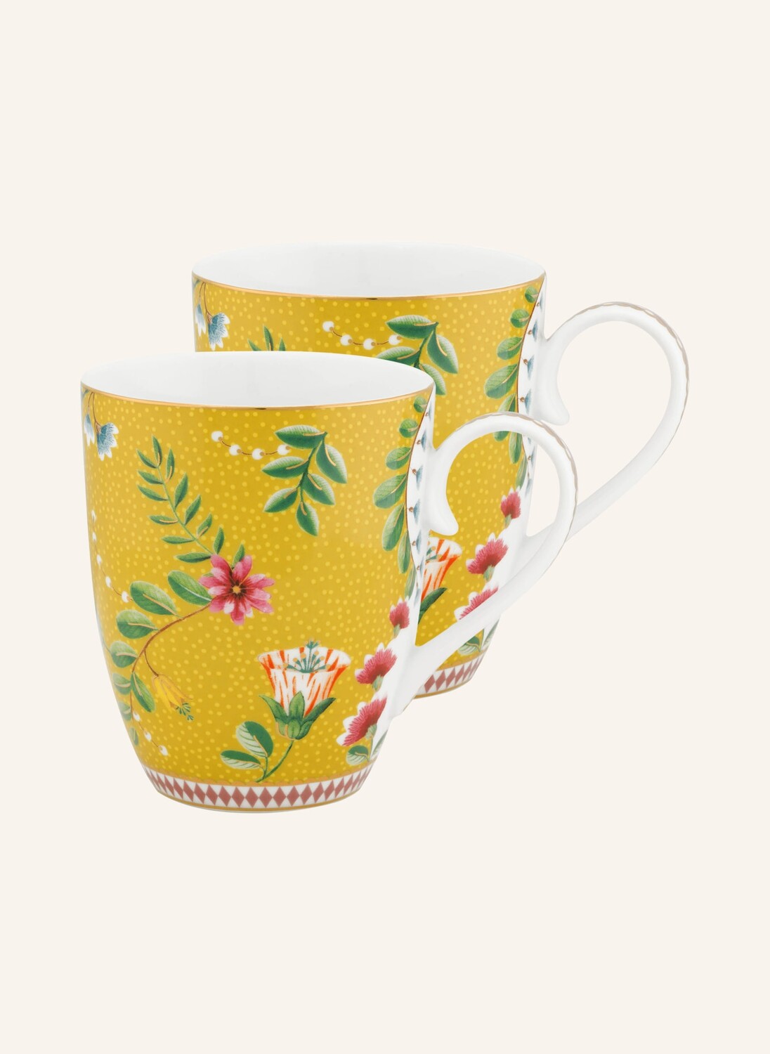 

2 шт - Кружка Pip Studio JOLIE FLOWERS LARGE, 350 мл, цвет gelb/grün/pink